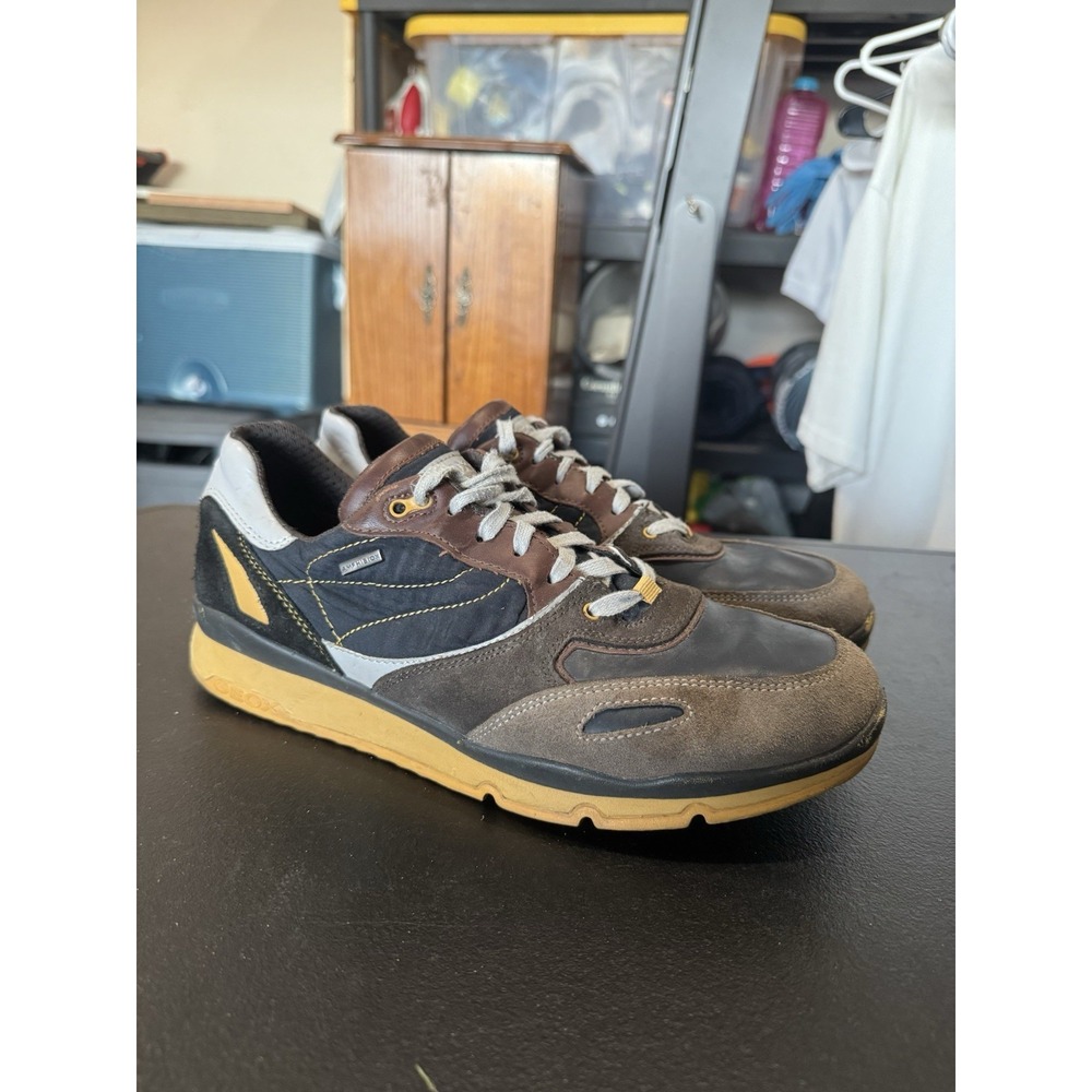 GEOX Mens Low Top Sneakers Lace Up Shoes Suede Mesh Gray Size 9